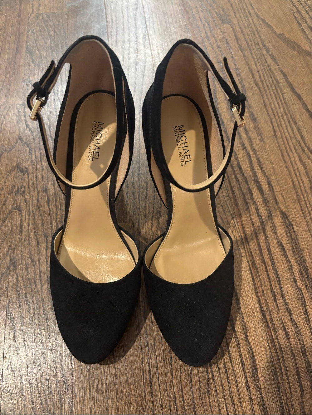 Michael Kors Black Suede Ankle-Strap Pumps
